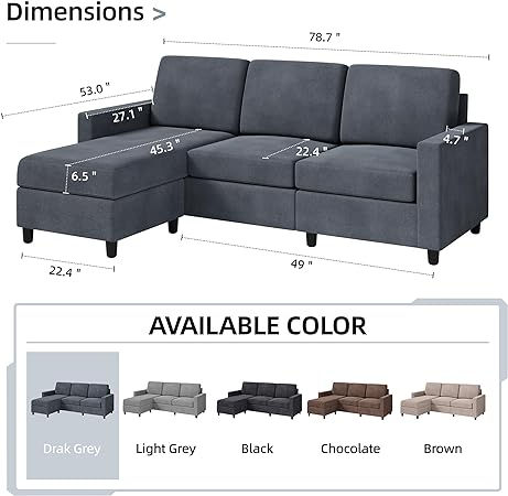 Thumbnail: Sectional Sofa Couch, Modern L-Shaped Modular Couch Upholstered 3/6 Seaters