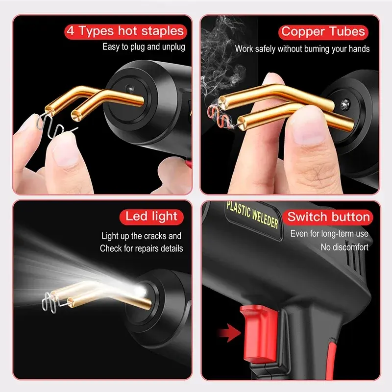 Thumbnail: 200W Plastic Welder Kit Repair Welder Hot Stapler Soldering Gun with Weld Rods