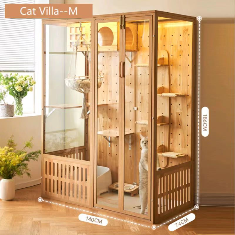 Thumbnail: Luxury Four Seasons Pet House Pine Bed Panoramic Space Villa Isolation Room 