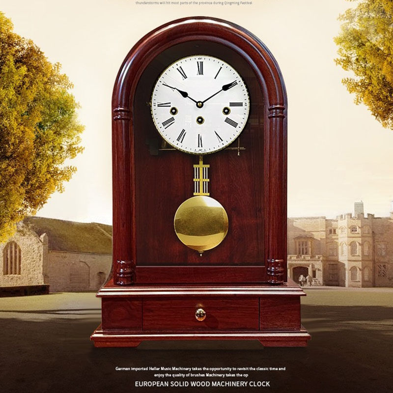 Thumbnail: Mechanical Clock Wood Retro Clocks Clockwork Silent Desk Clock Metal Vintage 