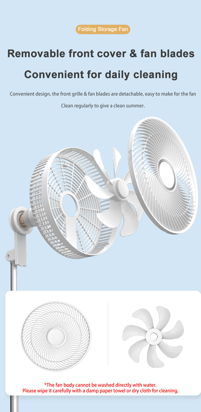 Miniatura: Portable Fan 10 Inch Big Size Electric Folding Rechargeable Wireless Desk Home