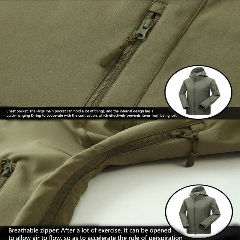 Миниатюра: Men's Winter Fleece Warm Fishing Outdoor Hooded Hiking Camping Hunting Clothes
