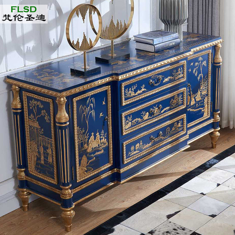 Miniatura: High-End Entrance Cabinet Partition Home Chinese Color Painting Solid Wood
