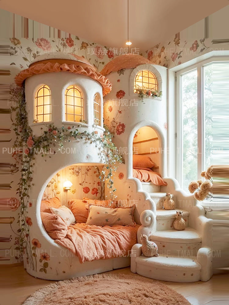 Hình thu nhỏ: New Children's Bed French Girl Bed Villa Deluxe Castle Bed