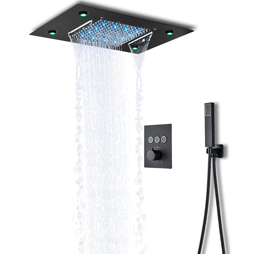 Thumbnail: LED Thermostatic Bathroom Shower Rain Waterfall Remote Control Ceiling Mounted