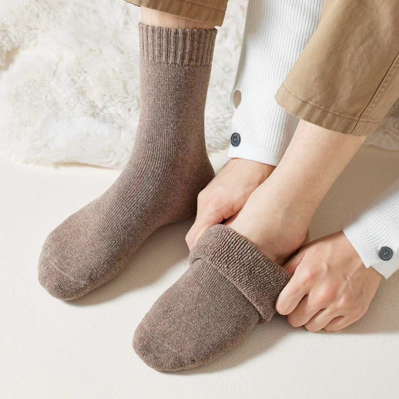 Thumbnail: MiiOW Merino Wool Socks Heated Cashmere Snow Boots Retro Brown Warm Towel Socks