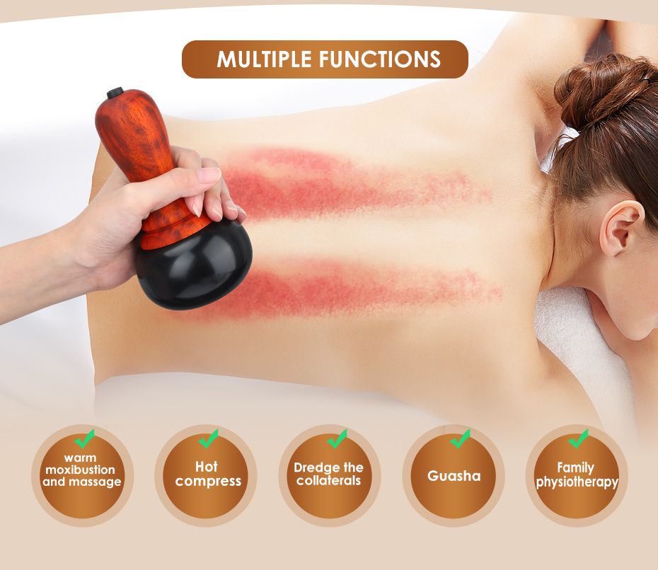 Thumbnail: Hot Stone Electric Gua Sha Massager Bian Stone Body Warm Moxibustion Device