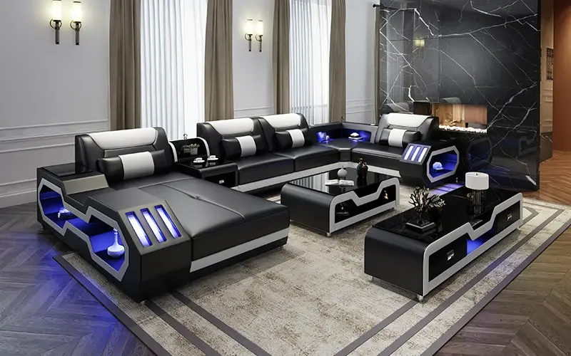 Thumbnail: Sofa sets leather modular furniture luxury live room office sectional 