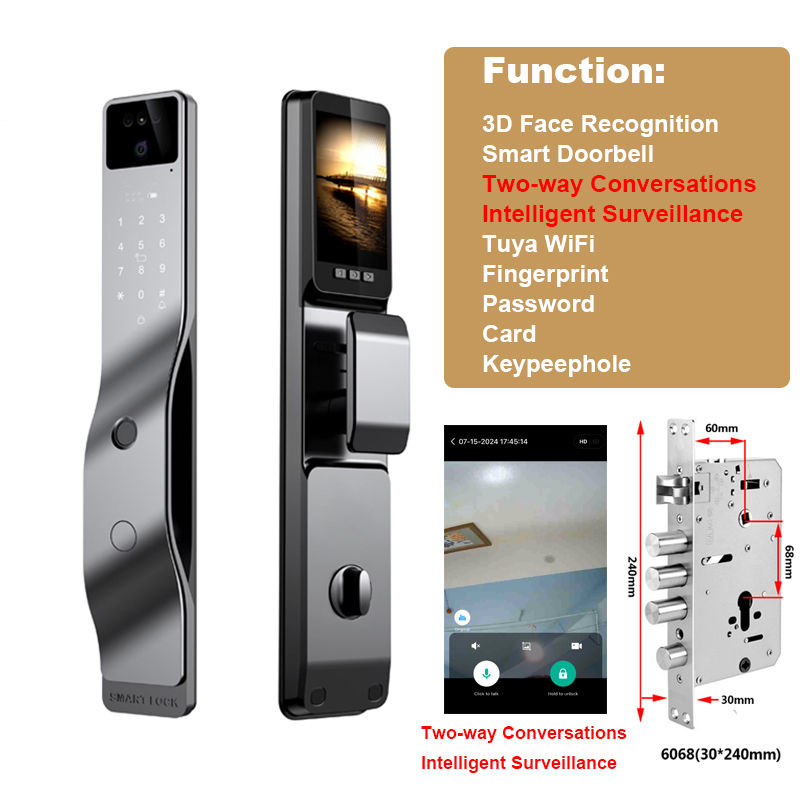 Miniatura: Smart Door Lock 3D Face Recognition Smart Home Door Digital Electronic Lock