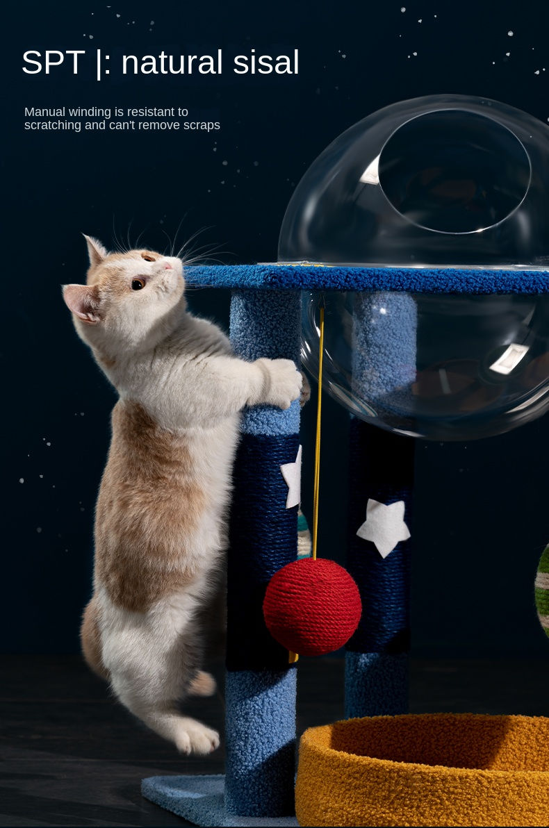 Miniatura: Tree Scratcher for Cats, Scratching Post with Houses, Cardboard Scraper