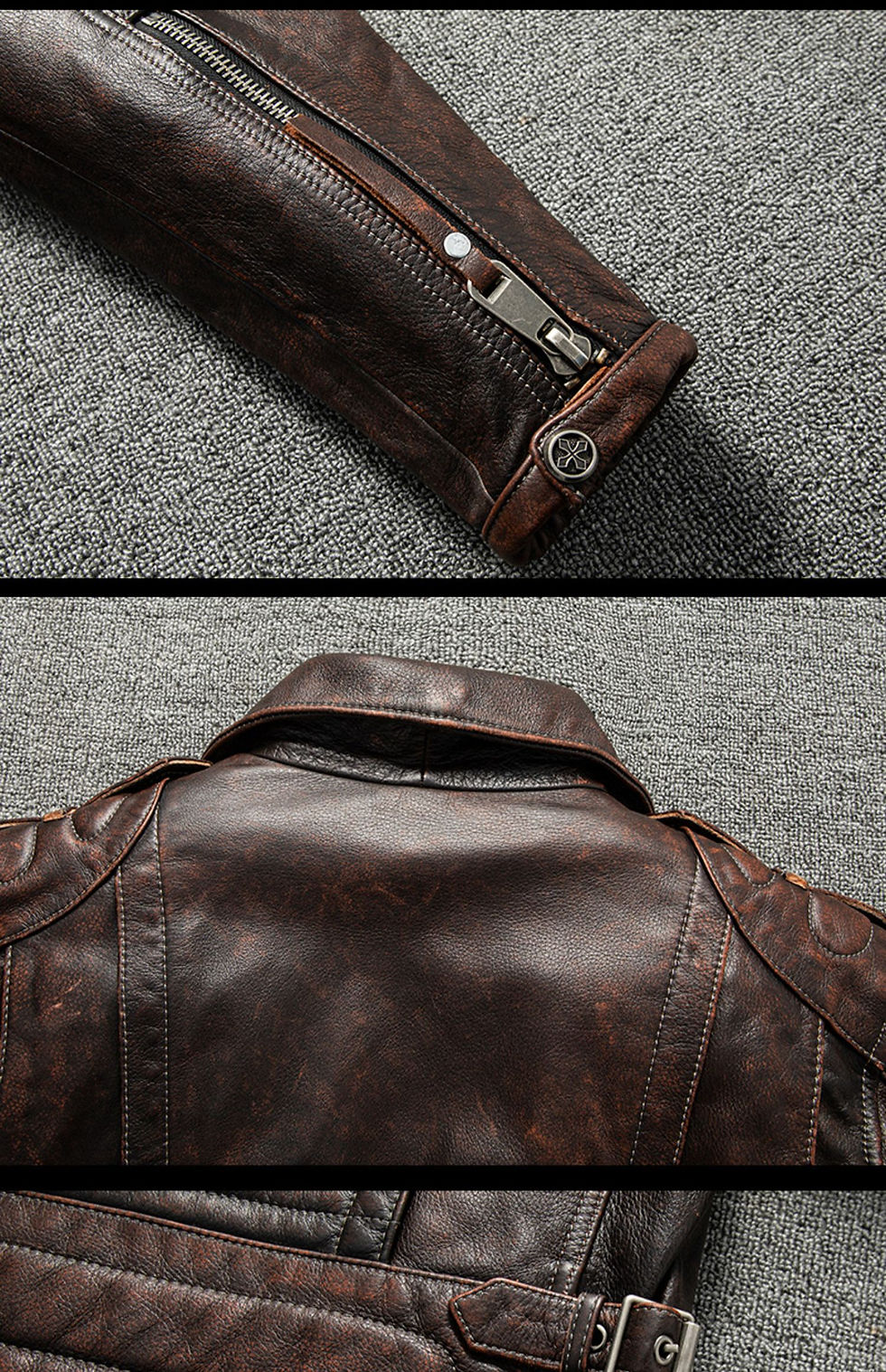 Thumbnail: Cowhide Leather men's Motorcycle Jacket Added Protective Short Leather
