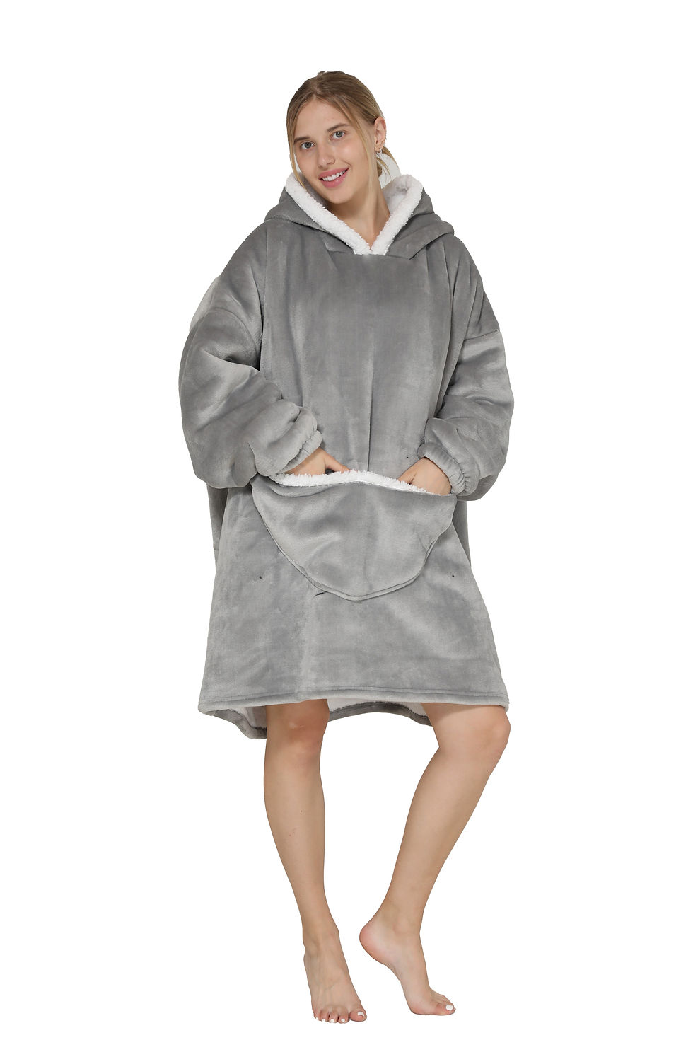 תמונה ממוזערת: Oversized Wearable Hoodie Warm Flannel Sherpa Blanket Hoodie Women Pullover 