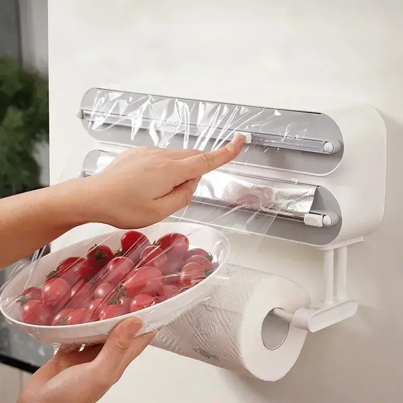 Thumbnail: 3in1 Plastic Wrap Dispenser Magnetic & Self adhesive Cling Film Dispenser