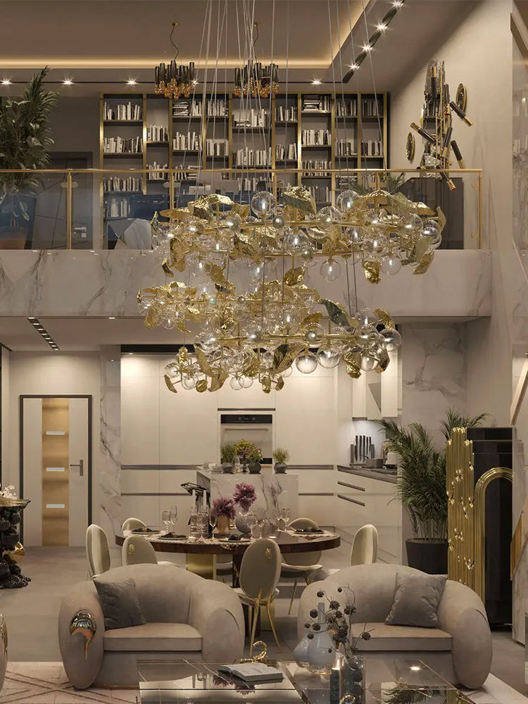 Miniatura: Nordic style round living room creative branch magic bean molecular chandelier