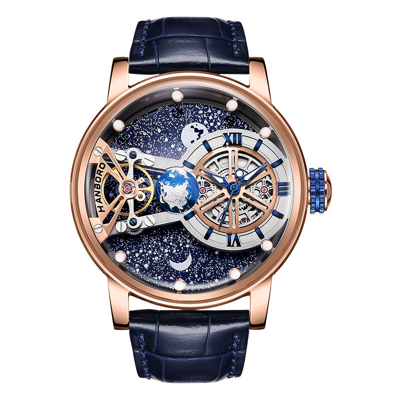 Thumbnail: HANBORO Men's automatic mechanical watches, celestial stars and time to run 