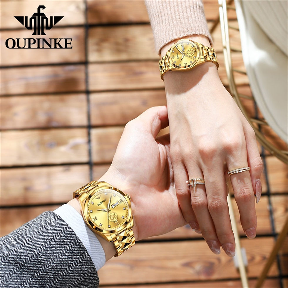 ภาพขนาดย่อ: OUPINKE Romantic Gift Box Couple Watch Sapphire Surface Real Gold Real Diamond 