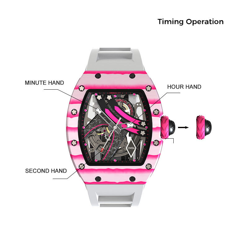 Miniatura: CRONUSART Carbon Fibre Case Luminous Fluororubber Strap Hollow Out Dial