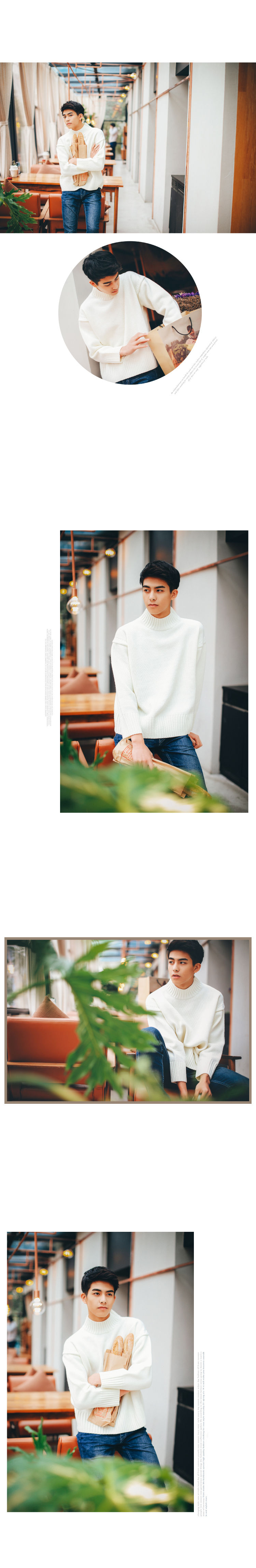 Thumbnail: Sweater Men Winter Autumn Pull Homme Slim Fit Knitted Turtleneck 