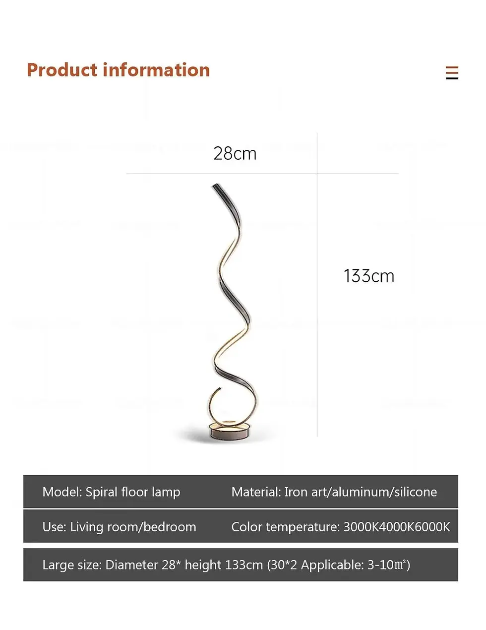 Miniatura: LED Floor Lamp Modern Remote Control Spiral Light For Living Room Bedroom Study
