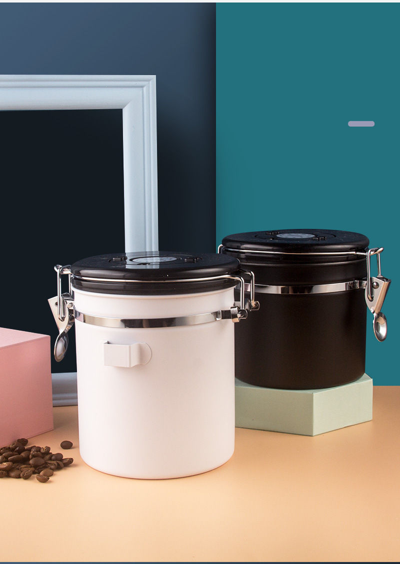 Thumbnail: 304 Stainless Steel Sealed Jar Spoon Single Item Air Valve Coffee Bean Storage