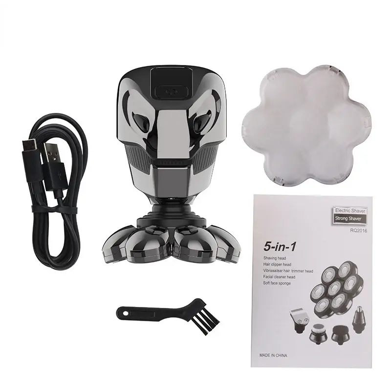 Miniature : Men's Rechargeable Bald Head Electric Shaver 7 Floating Beard Nose Ear Trimmer