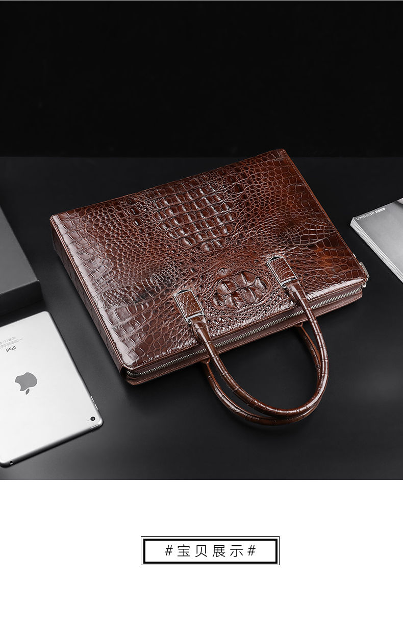 Thumbnail: Crocodile Men's bags business briefcase large capacity Combination lock handbag