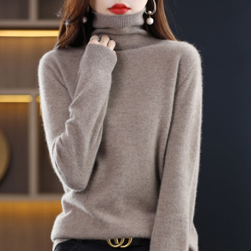 Miniatura: 100% Merino Wool Cashmere Sweater Women Knitted Sweater Turtleneck Long Sleeve