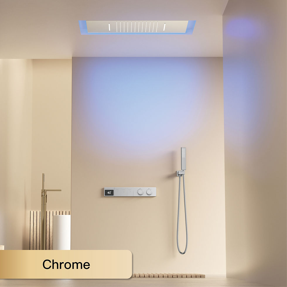 Thumbnail: Intelligent digital display luxury white brass shower system with hidden design