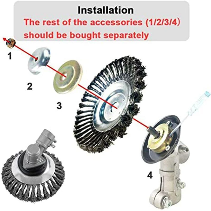 תמונה ממוזערת: Steel Wire Wheel Garden Weed Brush Lawn Mower Grass Eater Trimmer 