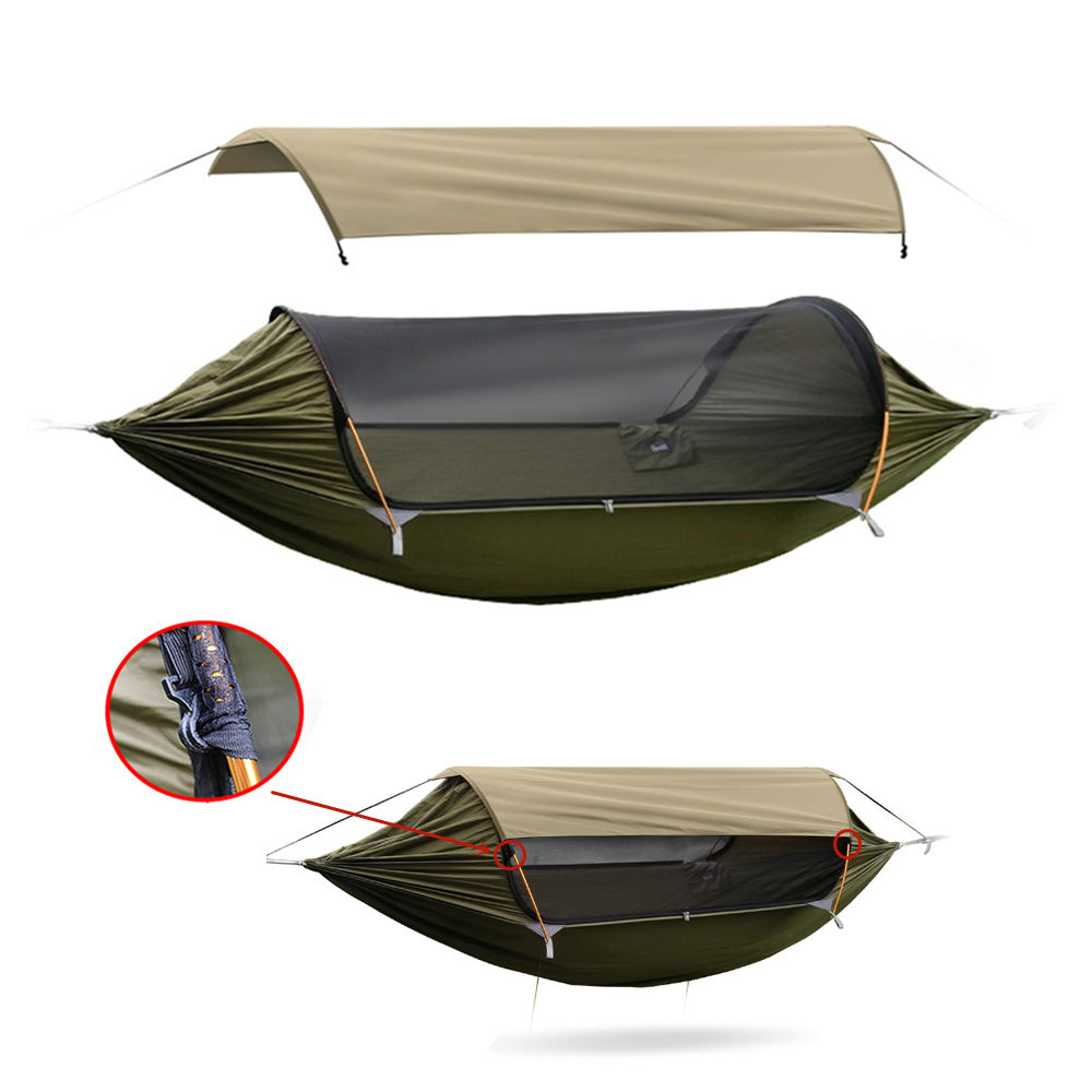 Camping Mosquito Net Hammocks With Awning Anti-Rollover Tourist Hanging Hammock
