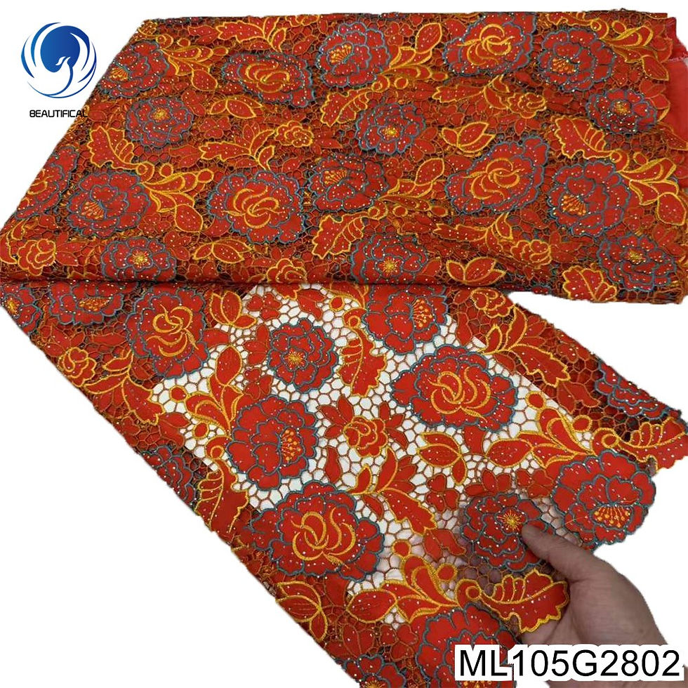 Miniatura: Nigerian Lace Fabric Embroidery Mesh Dress Material Crystal Light Sparkling