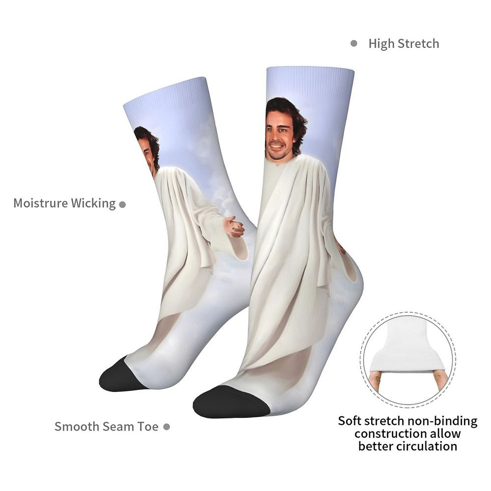 Thumbnail: Fernando Alonso Head Merch Crew Socks Skateboard Long Stockings Super Soft 