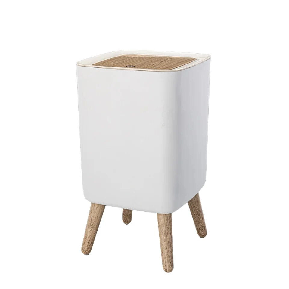 Trash Can with Lid Press Dustbin for Living Room Toilet Bathroom Kitchen