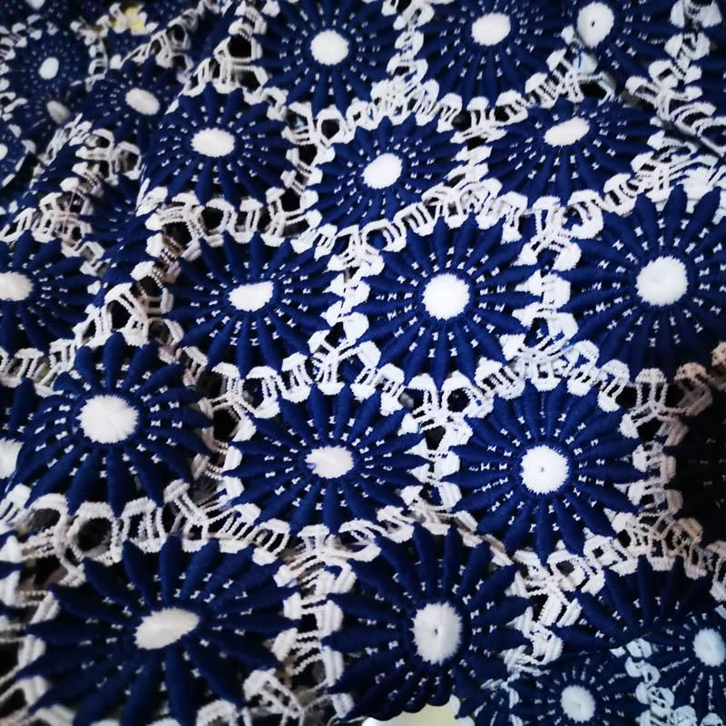 Miniatura: Nigerian fabric cotton craft White Yellow lace bestway fabric Blue White Lace