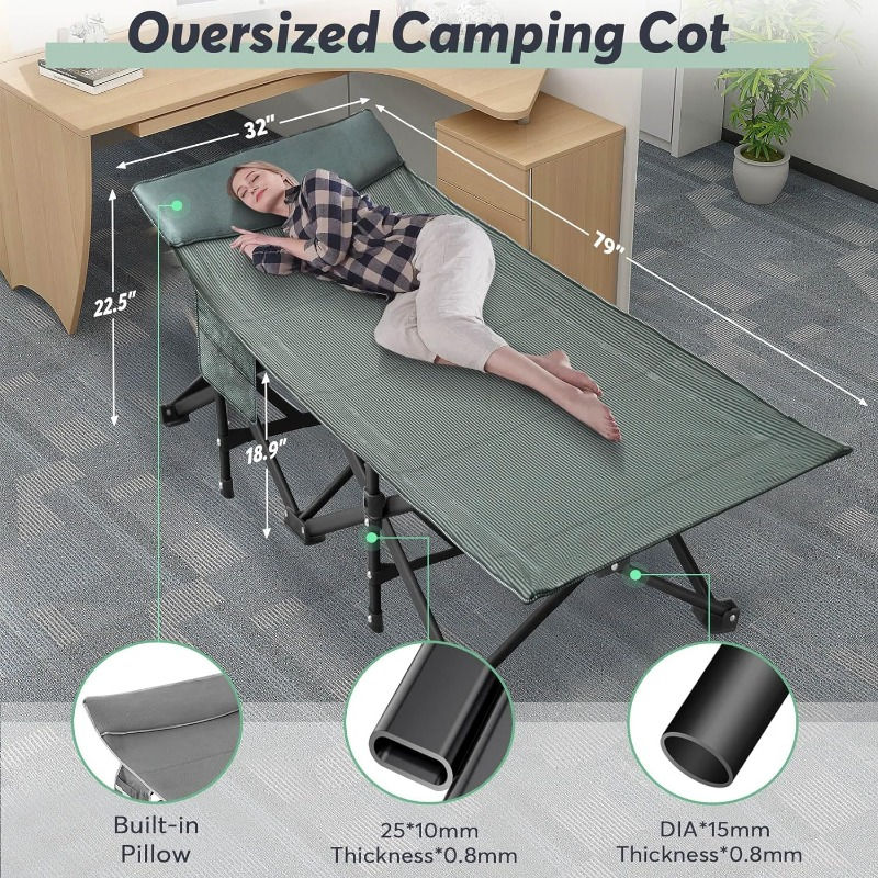 Thumbnail: XXL Folding Camping Cot for Adults Camp Cot, Oversized Sleeping Cot Mattress