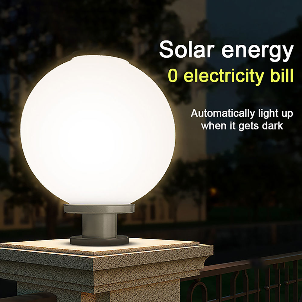 LED Solar Column Light Courtyard Corner Ball Wall Lamp Outdoor Post Light