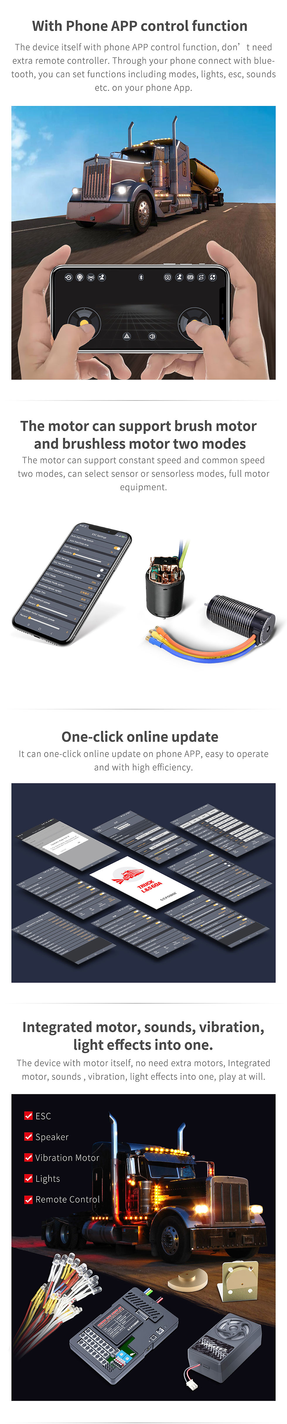 Thumbnail: Power Container Lighting And Voice Vibration System 60A ESC Output RC Car 