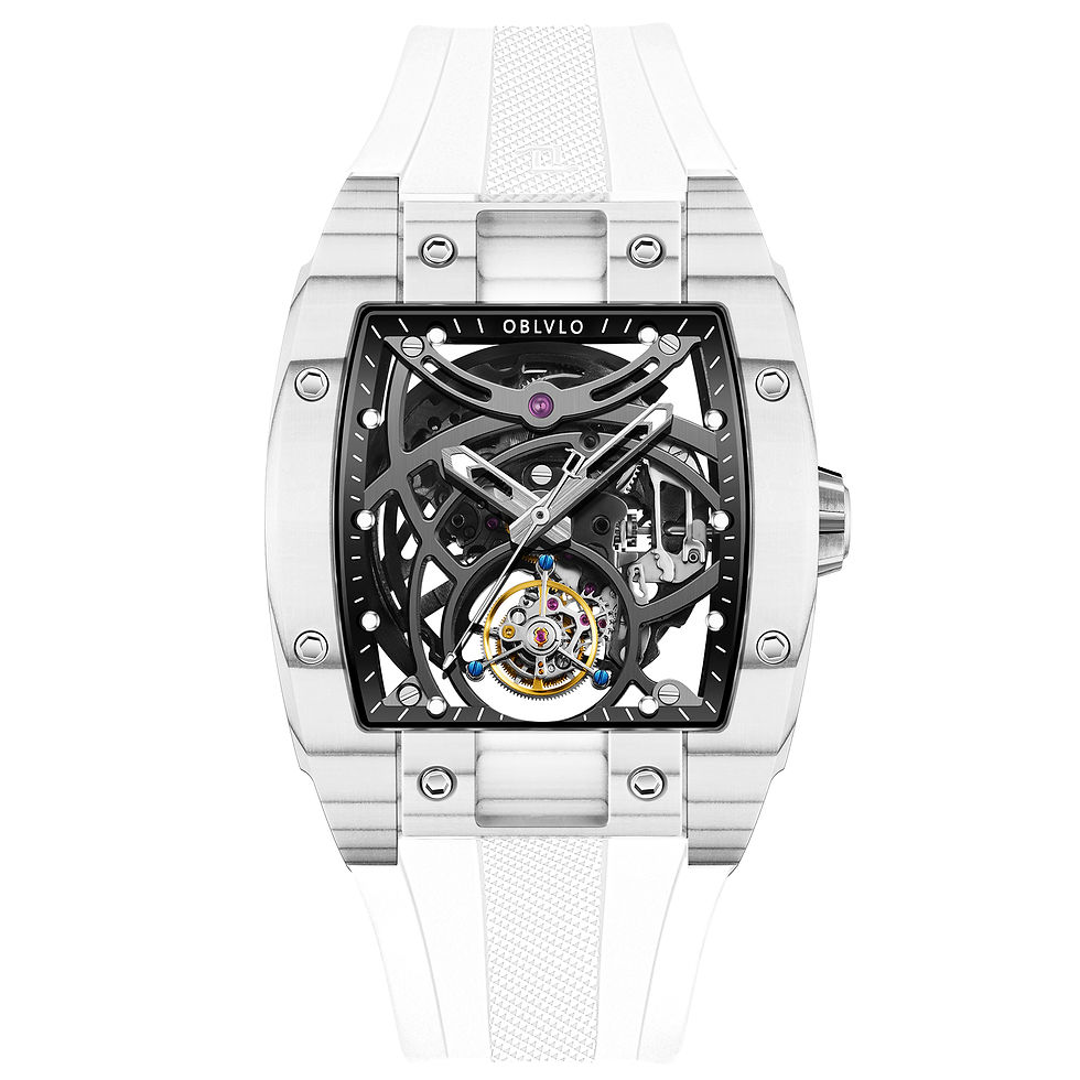 थंबनेल: OBLVLO Wine Barrel Carbon Fiber Case Rubber Strap 