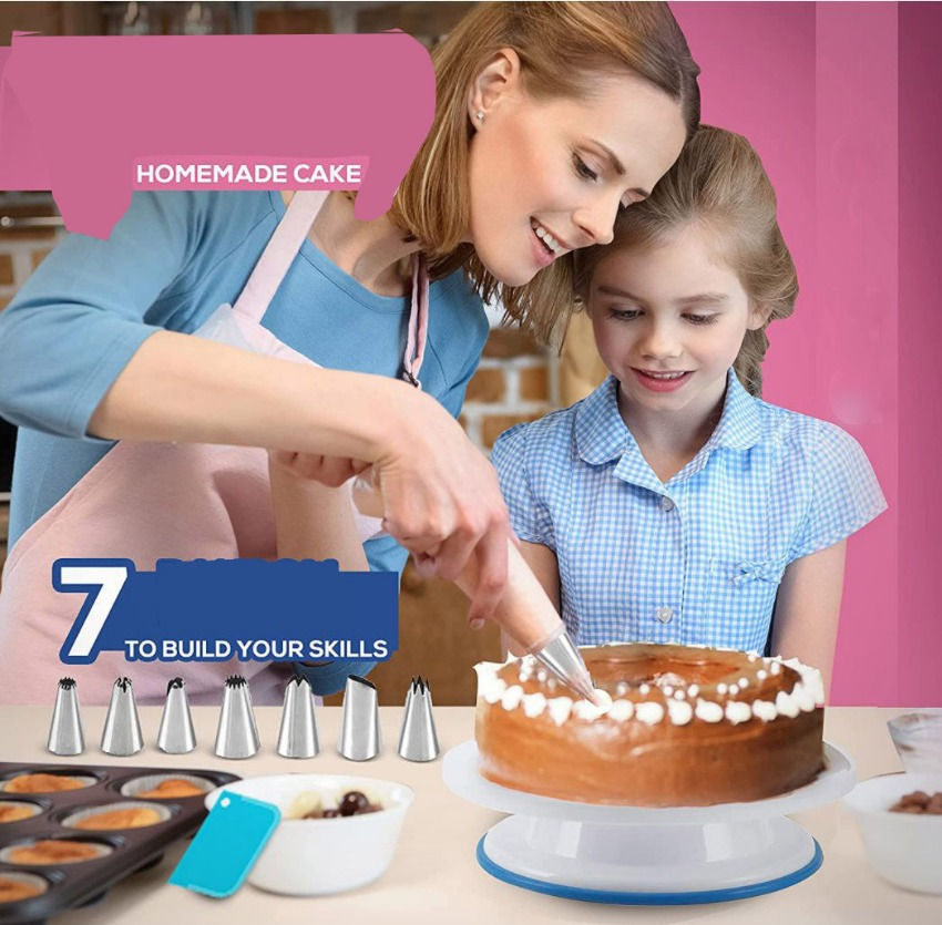 Miniatura: Cake Decorating Tools Kit Pastry Turntable Kit Piping Nozzle Piping Bag Set