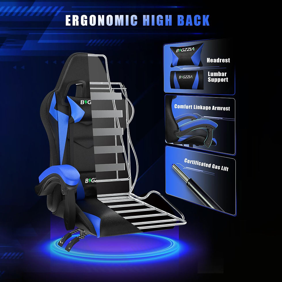 Miniaturbild: Gaming Chair LED Lights Ergonomic Reclining Leather High Back 