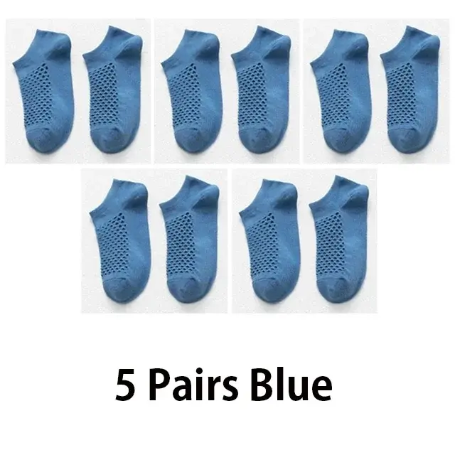 Thumbnail: 5 Pairs Men Short Socks Summer Breathable Mesh Fashion Ankle Socks 