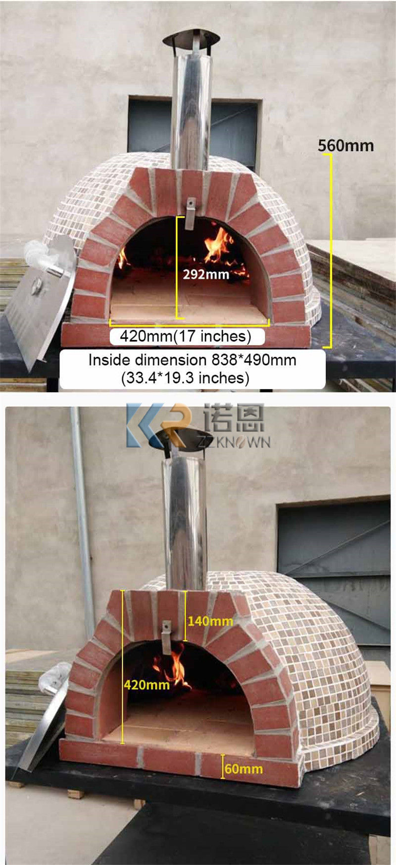 Thumbnail: Restaurant Insulated Brick Wood Burning Pizza Oven Indoor or Outdoor Wood Fire