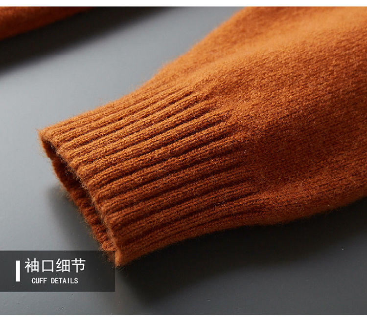 Thumbnail: Merino wool winter men's high-necked double-stranded thick jacquard sweater