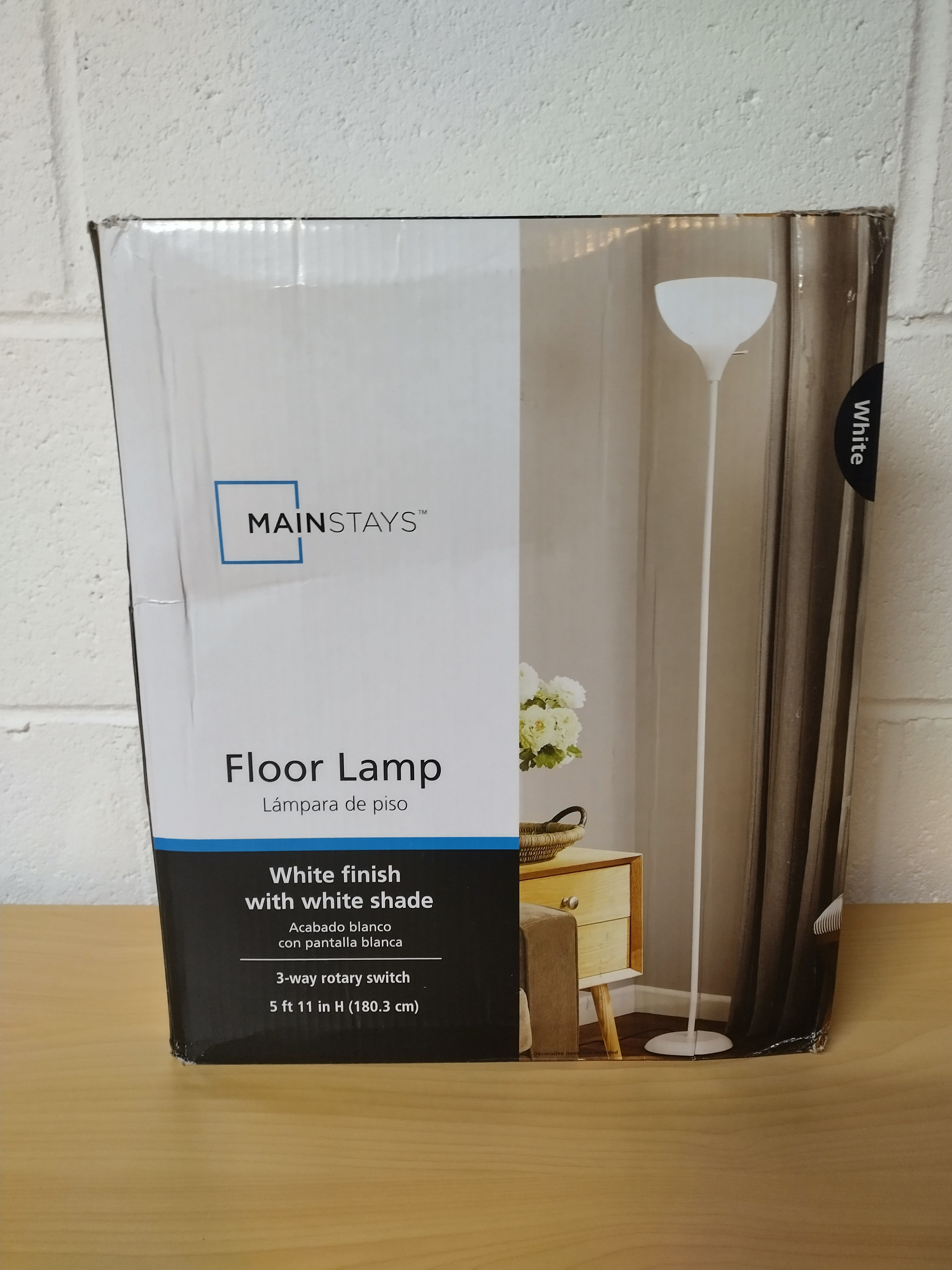 Mainstays 71" White Floor Lamp, Modern Design