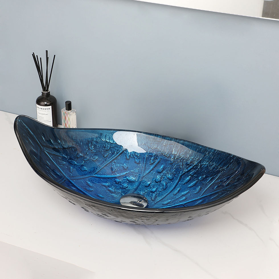Miniaturbild: Waterfall Basin Sink Faucet Glass Oval Vessel Sink Above Counter Glass Bowl