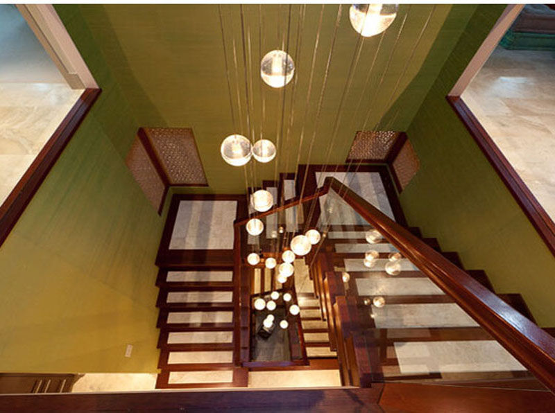 ภาพขนาดย่อ: Duplex Stair Chandeliers  LED Stair Modern Foyer Crystal Chandelier