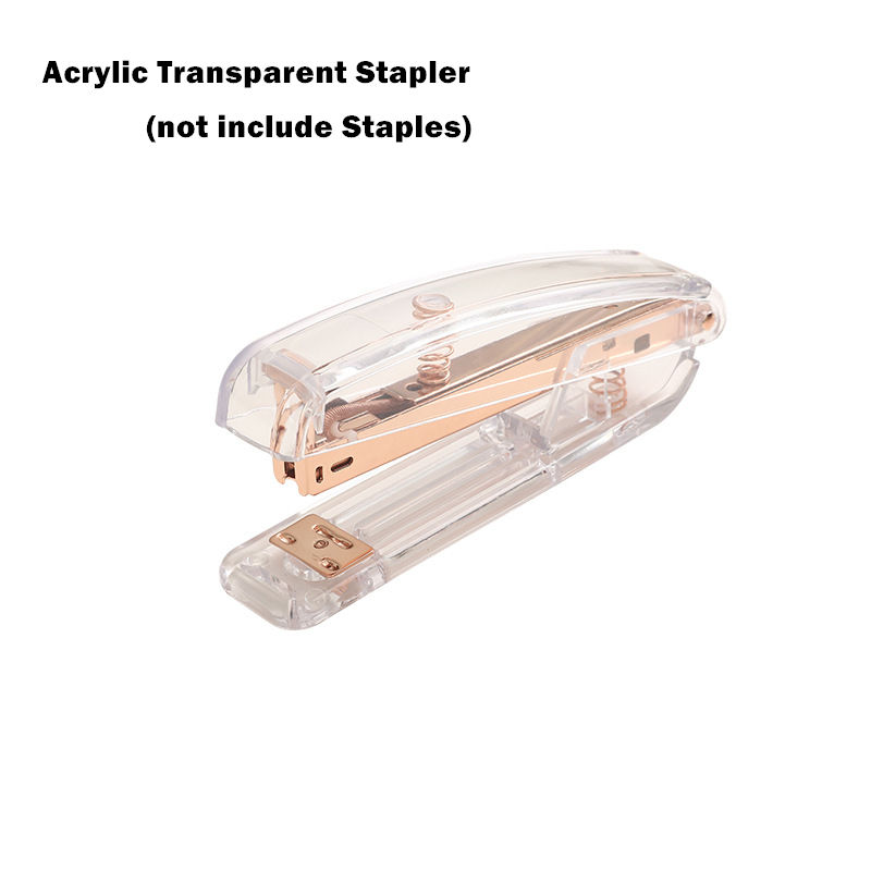 Thumbnail: Rose Gold Color Stapler Set Acrylic Transparent Design Binder School Supplies 