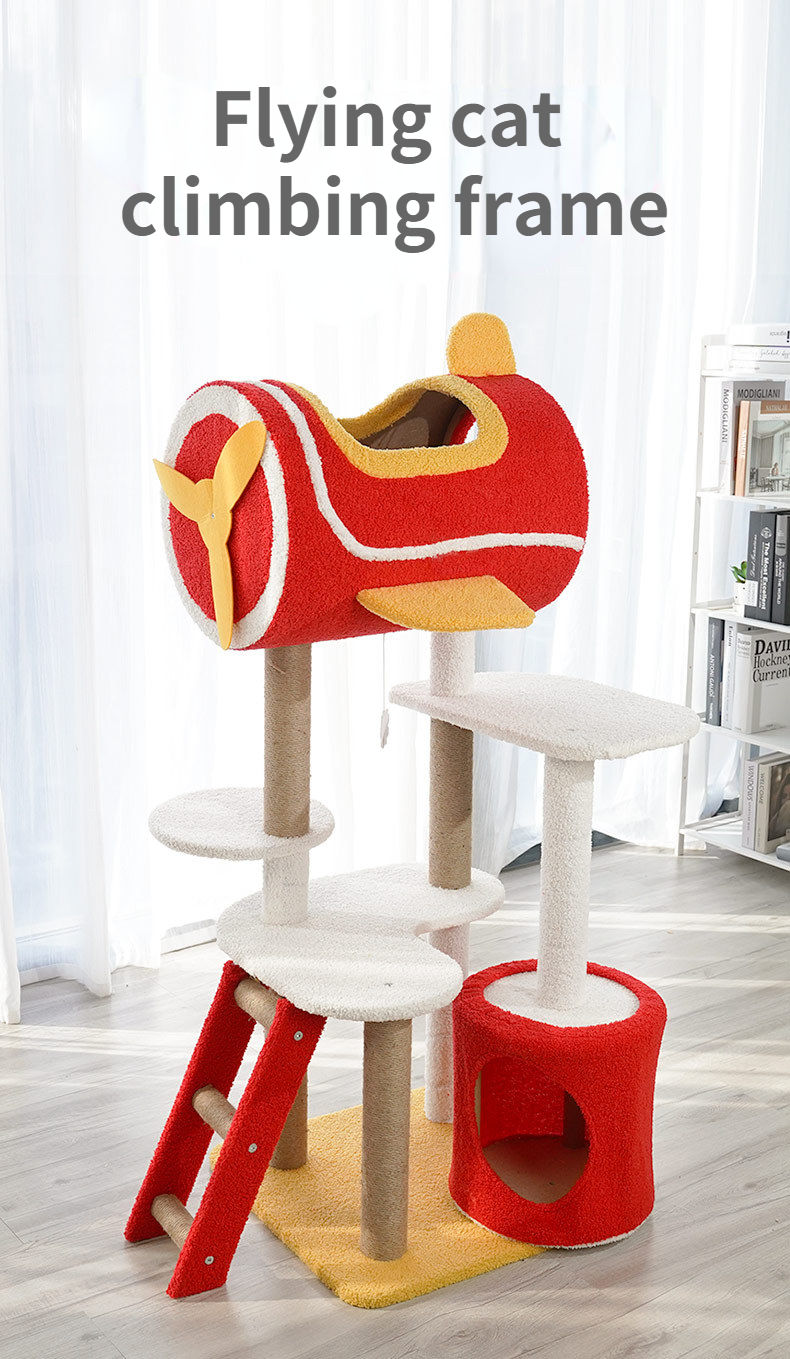 Thumbnail: Cat tower interactive climbing cat shelves pet furniture stable cat house 