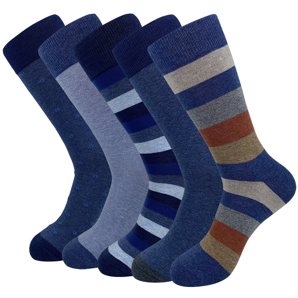 Thumbnail: 5 Pairs Mens Dress Socks stripe Plus Size, High Quality Combed Cotton 