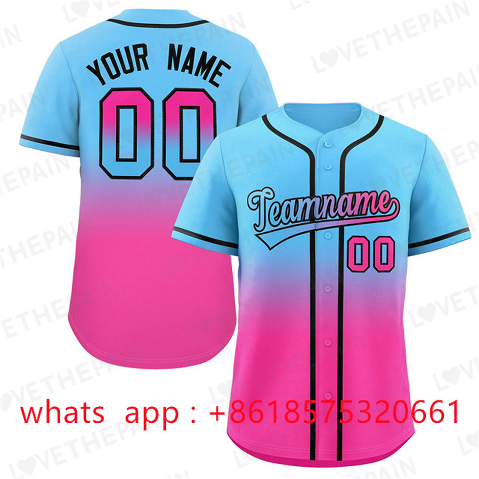 Μικρογραφία: Gradient Baseball Jersey Custom Team Shirt Print Personal Name Number Stripe 